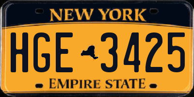 NY license plate HGE3425