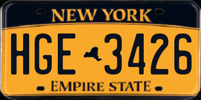 NY license plate HGE3426