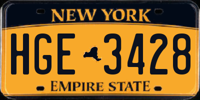 NY license plate HGE3428