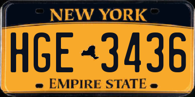 NY license plate HGE3436