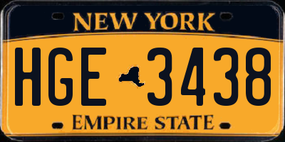 NY license plate HGE3438
