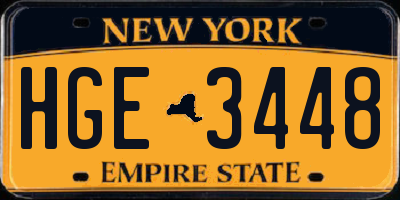 NY license plate HGE3448