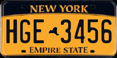 NY license plate HGE3456