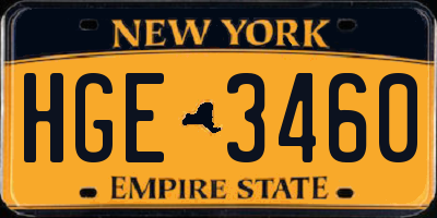NY license plate HGE3460
