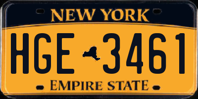 NY license plate HGE3461