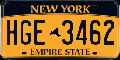 NY license plate HGE3462