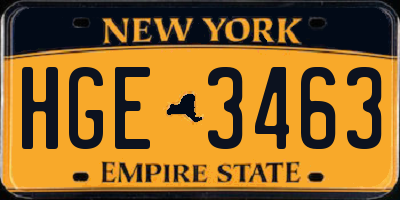 NY license plate HGE3463