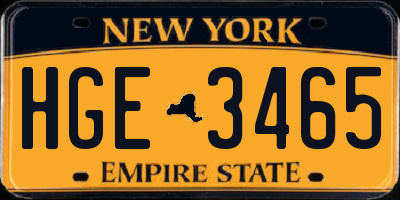 NY license plate HGE3465