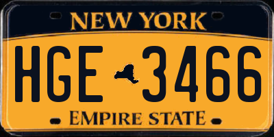 NY license plate HGE3466