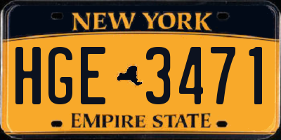 NY license plate HGE3471