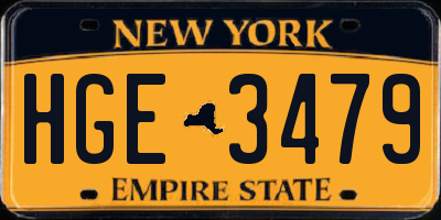 NY license plate HGE3479