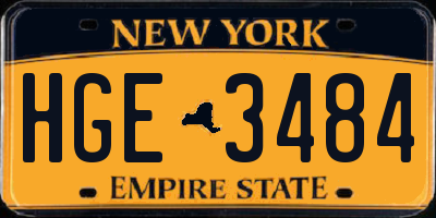 NY license plate HGE3484