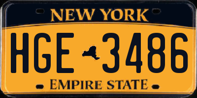 NY license plate HGE3486