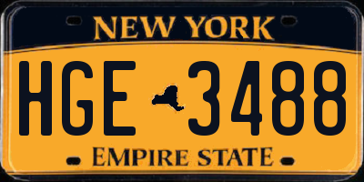 NY license plate HGE3488