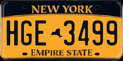 NY license plate HGE3499