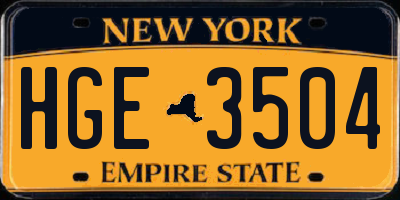 NY license plate HGE3504