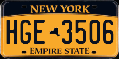 NY license plate HGE3506