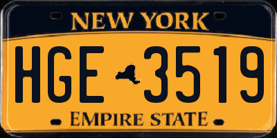 NY license plate HGE3519
