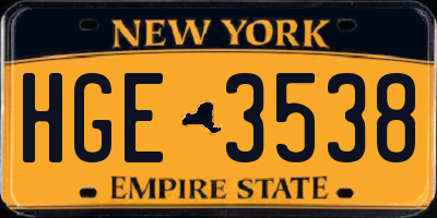 NY license plate HGE3538