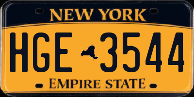 NY license plate HGE3544