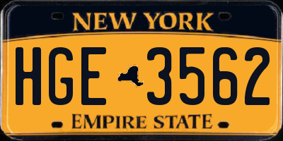 NY license plate HGE3562