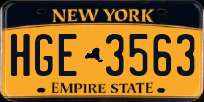 NY license plate HGE3563