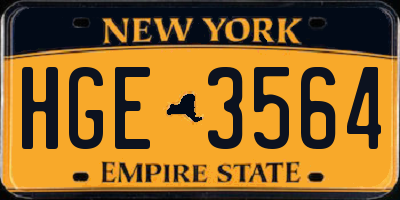 NY license plate HGE3564
