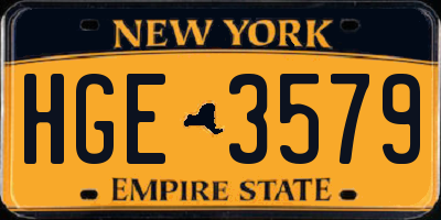NY license plate HGE3579