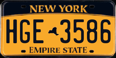 NY license plate HGE3586