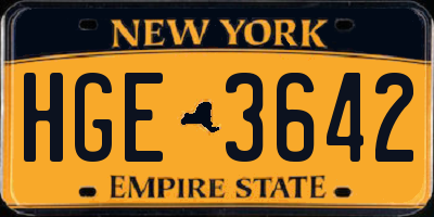 NY license plate HGE3642