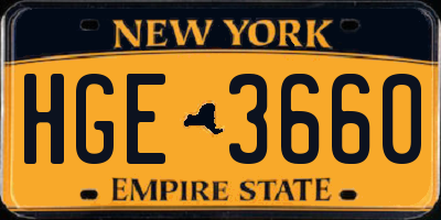 NY license plate HGE3660