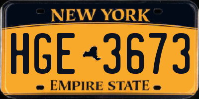NY license plate HGE3673