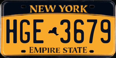 NY license plate HGE3679
