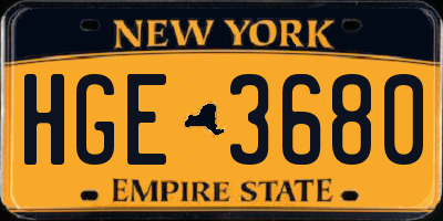 NY license plate HGE3680