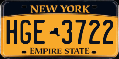 NY license plate HGE3722