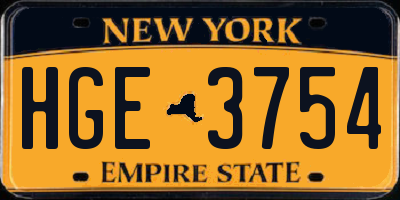 NY license plate HGE3754