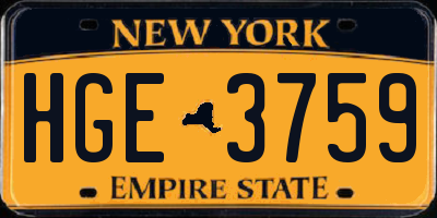 NY license plate HGE3759