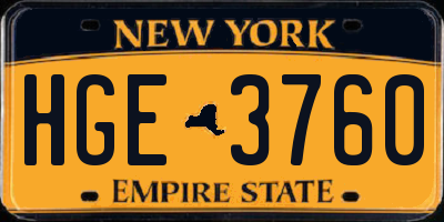 NY license plate HGE3760