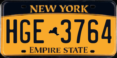 NY license plate HGE3764