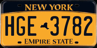NY license plate HGE3782