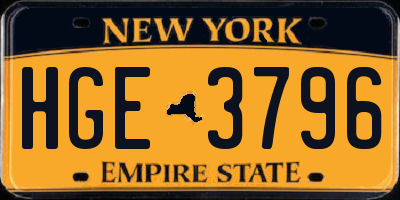NY license plate HGE3796