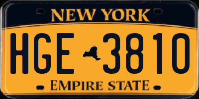 NY license plate HGE3810