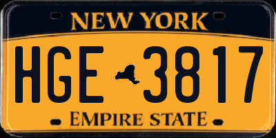 NY license plate HGE3817