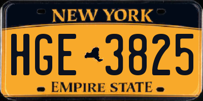NY license plate HGE3825