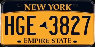 NY license plate HGE3827