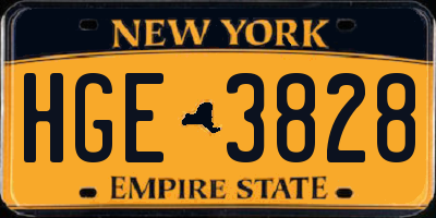 NY license plate HGE3828