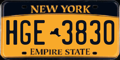 NY license plate HGE3830