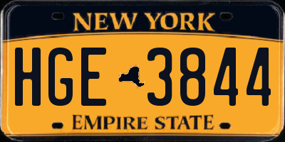 NY license plate HGE3844