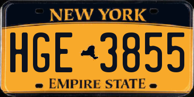 NY license plate HGE3855