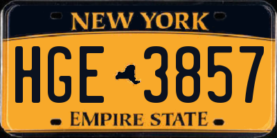 NY license plate HGE3857